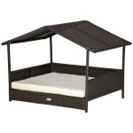 Niche - dog - rotin - resine - renforce - coussin - epais - armature - acier - jardin - maison - chien ...