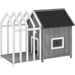 Pawhut - niche villa pour chien sur pied - terrasse, claustra, auvent, porte, fenêtre, toit bitumé - ... Pawhut - niche villa pour chien sur pied - terrasse, claustra, auvent, porte, fenêtre, toit bitumé - ...