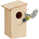 Nichoir d'extérieur pour oiseaux (mésange charbonnière, etc. ), pliable, bois naturel, à suspendre, nature ... Nichoir d'extérieur pour oiseaux (mésange charbonnière, etc. ), pliable, bois naturel, à suspendre, nature ...