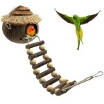 Nichoir � oiseaux naturel en noix de coco avec �chelle pour perroquets, moineaux et petits animaux ? ...