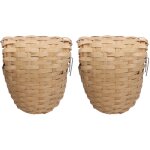 Nid d'oiseau en bambou naturel 2 pices fait  la main avec crochet pour jardin extrieur