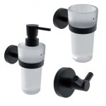 Nimco - unix - set d'accessoires de salle de bains, verre dépoli / noir mat unc set - 31w - t - 90 Nimco - unix - set d'accessoires de salle de bains, verre dépoli / noir mat unc set - 31w - t - 90