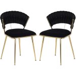 Nmonet - lot de 2 chaise salle � manger, velours, dossier tress�, structure dor�e, style minimaliste ...