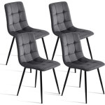Nmonet - lot de 4 chaises salle � manger, rev�tement en lin, pieds en m�tal, style scandinave, chaise ...