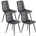 Nmonet - lot de 4 chaises salle � manger, rev�tement en lin, pieds en m�tal, style scandinave, chaise ...