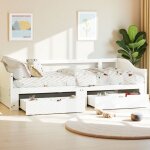 Nmonet - lit gigogne 90x200 cm / 180x200 cm, canap� - lit extensible en bois massif, sommier � lattes, ...