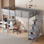 Nmonet - lit mezzanine 90 x 200 cm, lit simple avec espace de rangement, en bois de pin massif avec sommier ... Nmonet - lit mezzanine 90 x 200 cm, lit simple avec espace de rangement, en bois de pin massif avec sommier ...