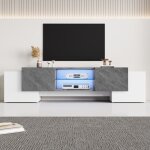 Nmonet - meuble tv 180 cm avec bluetooth led, Étagères en verre trempé et compartiments de rangement ... Nmonet - meuble tv 180 cm avec bluetooth led, Étagères en verre trempé et compartiments de rangement ...