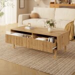 Nmonet - table basse moderne avec �clairage led et avec 2 tiroirs de rangement, pieds dor�s et blancs, ...
