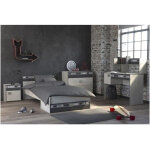 Noa chambre enfant complete - industriel - decor gris loft et ombre - l 90 x l 200 cm - multicolore