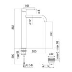Nobili - mitigeur lavabo haut live avec vidage push inox