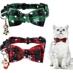 No�l collier pour chien, 2 pieces noeud papillon collier, r�glable, avec cloche, collar de no�l pour ...