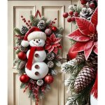 De noel interieur bonhomme, 180x90cm, d�corations de porte d'entr�e de no�l, grands couronne suspendue ...