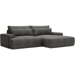 Noemia - canap� d'angle convertible avec coffre en tissu gris clair - angle droit