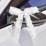 Noeuds de voiture de mariage 50 pi�ces en satin blanc pour antenne d�coration de c�r�monie no�l f�te ...