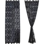 (noir)2 pi�ces rideaux voilage noir 100x250 cm avec motifs de feuilles d�coration �l�gante de salon chambre ...