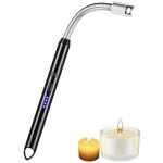 (noir) briquet �lectrique arc, briquet �lectrique usb rechargeable avec 360 dipl�me neck pour barbecue, ...