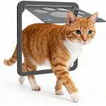 Noir chatiere moustiquaire pour chat, petit chien portes pour moustiquaire avec rabat magn�tique, porte ...