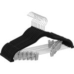 Noir cintres pour pantalons, lot de 10, en velours, longueur 42, 5 cm, avec pinces r�glables, antiglisse, ...