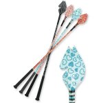 Noir - cravache avec embout avec t�te de cheval et coeurs scintillants