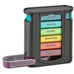 Alovez - noir, pilulier hebdomadaire, 1 distributeur, 7 compartiments empilables quatre fois par jour ...
