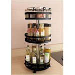Noir plateau tournant placard cuisine, etagere a epices plateau pivotant en m�tal, tourniquet a epices ...