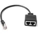 Noir?r�partiteur rj45, repartiteur cable ethernet, 1 m�le vers 2 femelles adaptateur multiprise ethernet, ...