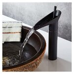 Csparkv - noir robinet salle bain, robinet cascade mitigeur lavabo noir rtro  levier unique robinet ...