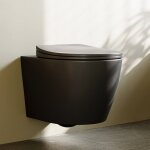 Noir toilettes suspendues sans bride, cuvette et abattant de wc avec mécanisme de fermeture en douceur, ... Noir toilettes suspendues sans bride, cuvette et abattant de wc avec mécanisme de fermeture en douceur, ...