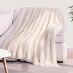 Noluxa plaid blanc, flannel blanket en peluche rversible, plaid fourrure douillette et confortable 130x160 ...