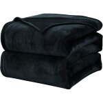 Noluxa plaid couverture polaire flanelle en microfibre, jet� de canap� 150x200 noir, couverture lit jete ...