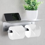 Noluxa porte papier toilette mural aluminium double support hygi�nique rouleau avec plateforme de rangement ...