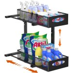 Noluxa rangement sous �vier en m�tal, 2 niveaux �tag�re sous �vier coulissant de cuisine avec hauteur ...