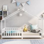 Okwish - lit simple d'enfant 90x200 cm lit cabane avec peotection antichute et sommier  lattes, en bois ...