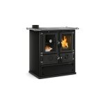 La nordica - cuisini�re � bois raccordable rosetta sinistra 5. 0 steel 7. 9 kw noir