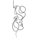 Nordique visage art silhouette mtal vritable amour mur art dcoration, 3010cm, noir - ccykxa