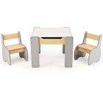 Northix - 4 en 1 3 pieces groupe de sieges pour enfants en bois avec planche amovible et espace de rangement ...