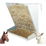 Northix - abreuvoir 2 en 1 pour foin et cereales en metal galvanise avec distance reglable et filet en ...