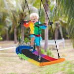 Balan�oire nid d'oiseau pour enfants avec corde r�glable de 100 � 160 cm, balan�oire suspendue color�e ...
