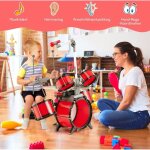 Northix - batterie pour enfants avec clavier tabouret micro pupitre rouge Northix - batterie pour enfants avec clavier tabouret micro pupitre rouge