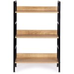Northix - bibliotheque moderne en bois structure metal loft 3 etageres