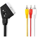Cble pritel pritel mle 3x rca mle nickel commutable 480p 2, 00 m rond pvc noir tiquette