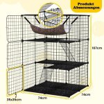 Northix - cage pour chat 3 etages grand enclos pour chat avec hamac 2 echelles 3 portes et puits de lumiere ...