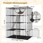 Cage pour chat grand enclos pour chat � 4 �tages avec hamac, 3 �chelles, 4 portes et puits de lumi�re ...