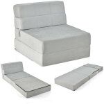 Northix - canape lit pliant 3 en 1 avec housse lavable mousse extra epaisse 15cm gris