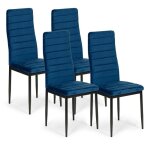 Northix - chaises avec dossier contourne - velours bleu - lot de 4