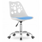 Northix - chaise print pivotante en simili cuir blanc et bleu avec base chromee