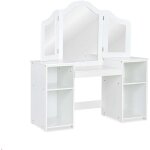 Northix - coiffeuse bureau enfant 2 en 1 avec miroir 107 40 117 cm blanc