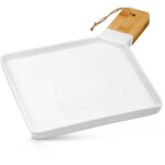 Northix - elegant plat de service en porcelaine et bambou avec anse