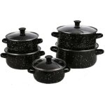 Northix - herzberg hg 04128 10 pieces marmite et cocotte de cuisine en email avec couvercle en verre Northix - herzberg hg 04128 10 pieces marmite et cocotte de cuisine en email avec couvercle en verre